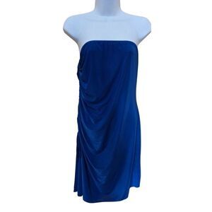 PrettyLittleThing Blue Strapless Draped  Mini Dress elegant girls night out